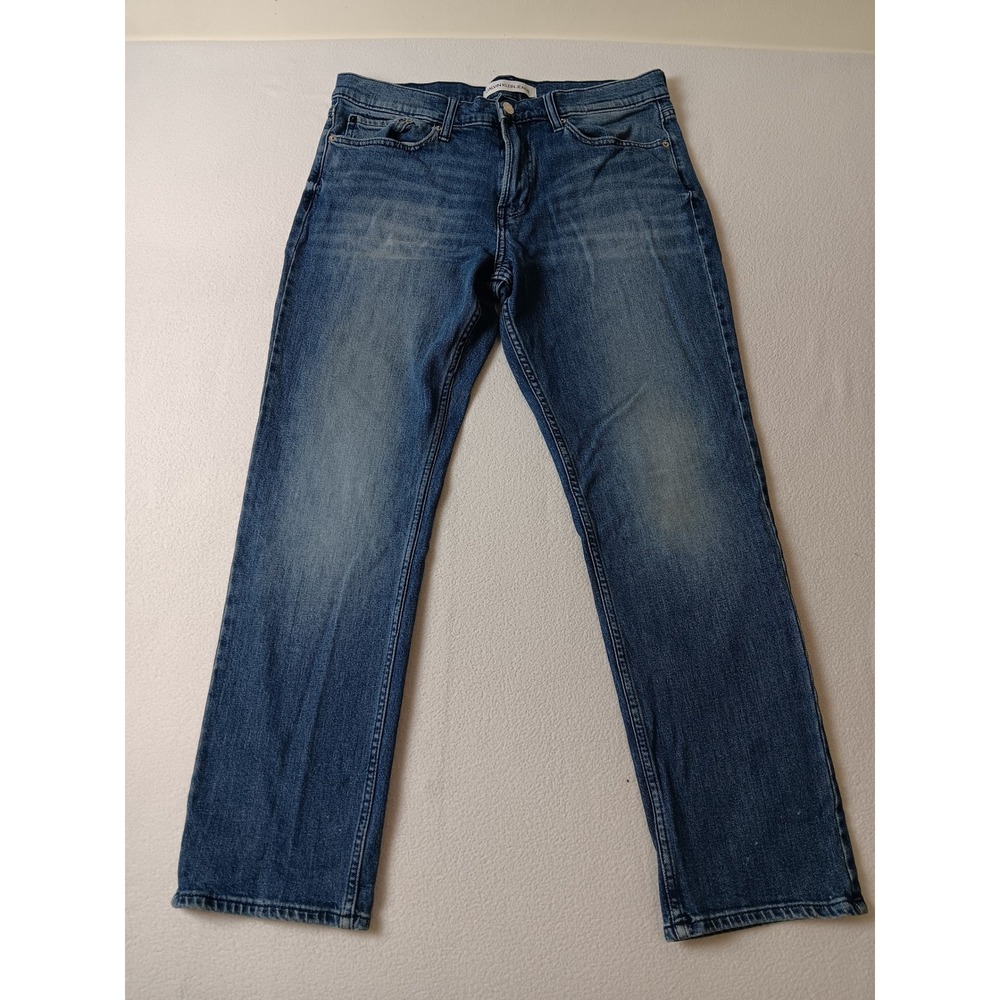 Calvin Klein Jeans Mens Straight Leg Medium Wash Denim Blue Jeans W32 L30